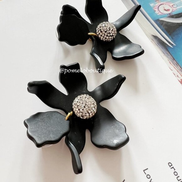 Lele Sadoughi Small Crystal Lily Earrings Jet - Picture 4 of 7